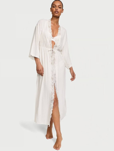 Халат Вікторія Сікрет Victoria's Secret Modal & Lace Trim High-Slit Maxi Robe