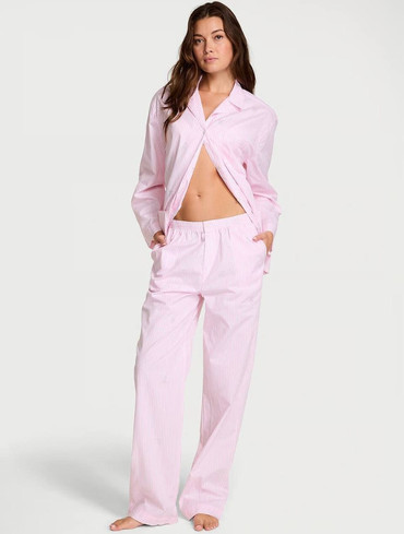 Піжама бавовняна Вікторія Сікрет Victoria's Secret Heritage Cotton Shine Oversized Long Pajama Set
