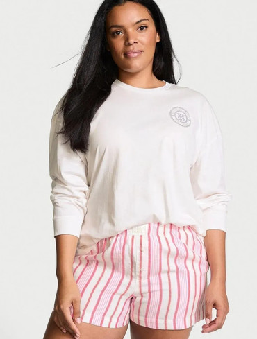 Піжама фланелева Вікторія Сікрет Victoria's Secret Flannel Long-Sleeve Short Tee-Jama Set