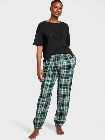 Піжама фланелева Вікторія Сікрет Victoria's Secret Flanel Jogger Tee-jama Set