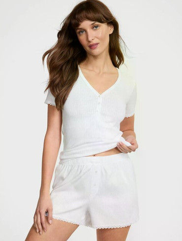 Піжама модал-бавовна Вікторія Сікрет Victoria's Secret Pointelle Modal Henley Tee & Boxer Short Set