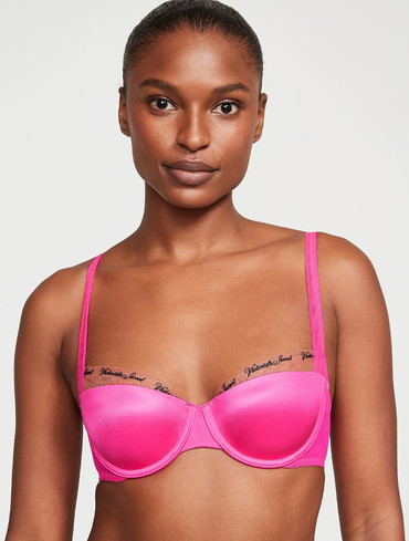 Бюстгальтер балконет з сіточкою без пуш-ап Victoria's Secret Logo Embroidery Lightly Lined Balconette Bra