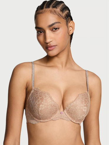 Бюстгальтер зі стразами мереживний з пуш-ап Victoria's Secret Twinkle Strap Lace Push-Up Bra