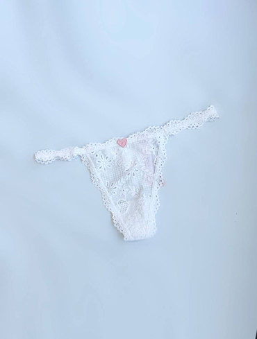 Трусики бавовняні Lace-Trim Cotton V-String Panty