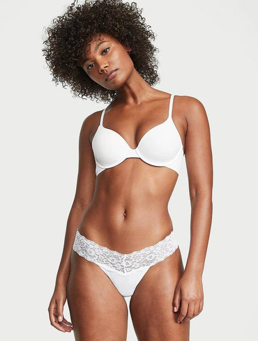 Трусики стрінги бавовняні Lace-Waist Cotton Thong Panty