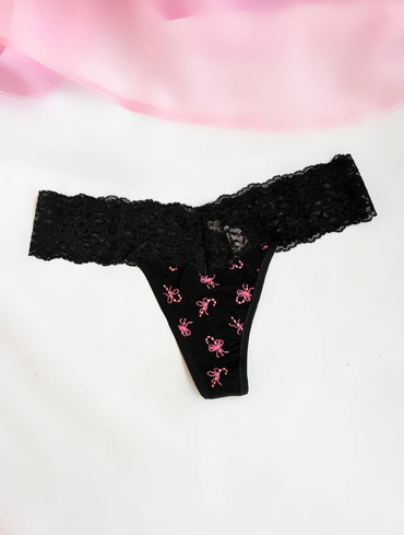Трусики стрінги бавовняні Lace-Waist Cotton Thong Panty