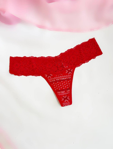Трусики стрінги бавовняні Lace-Waist Cotton Thong Panty