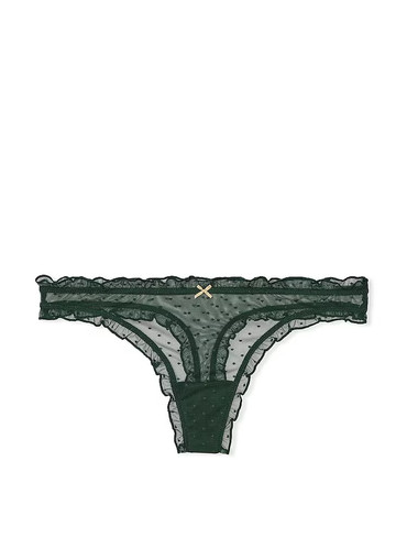 Трусики стрінги сітчасті Dot Mesh Ruffled Thong Panty