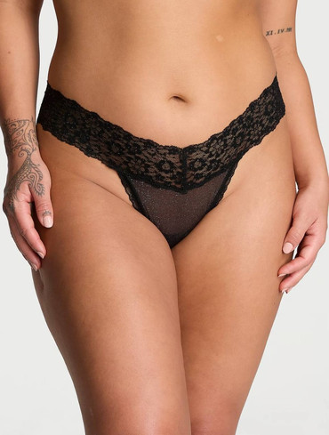 Трусики стрінги мереживні Lace-Waist Cotton Thong Panty