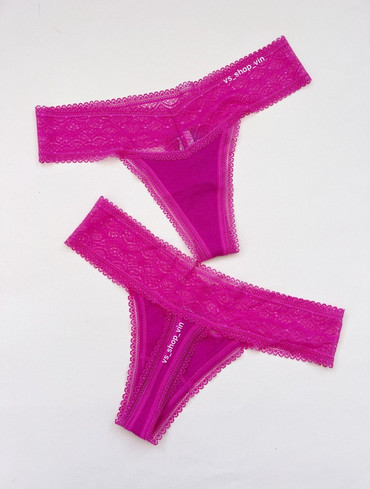 Трусики стрінги мереживні Lace-Waist Cotton Thong Panty