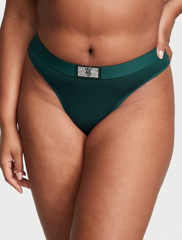 Бавовняні стрінги зі стразами Logo Cotton Shine Patch Thong Panty