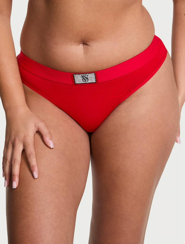 Бавовняні стрінги зі стразами Logo Cotton Shine Patch Thong Panty