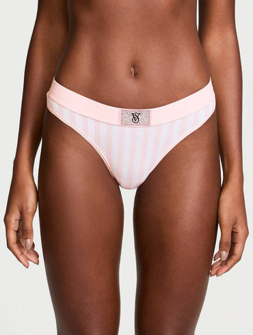 Бавовняні стрінги зі стразами Logo Cotton Shine Patch Thong Panty