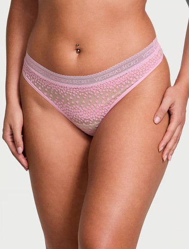 Трусики стрінги з логотипом Logo Flocked Hearts Thong Panty