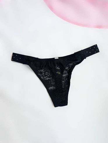 Трусики стрінги мереживні Logo Lace High-Leg Thong Panty