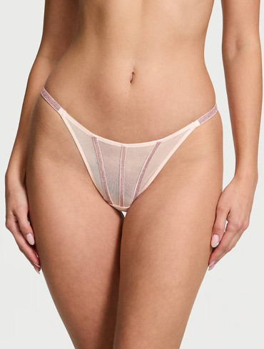 Трусики стрінги прозорі зі стразами Вікторія Сікрет Victoria's Secret Sheer Shine Thong Panty