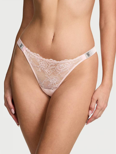 Трусики стрінги мереживні зі стразами Вікторія Сікрет Victoria's Secret Shine Strap Lace Thong Panty