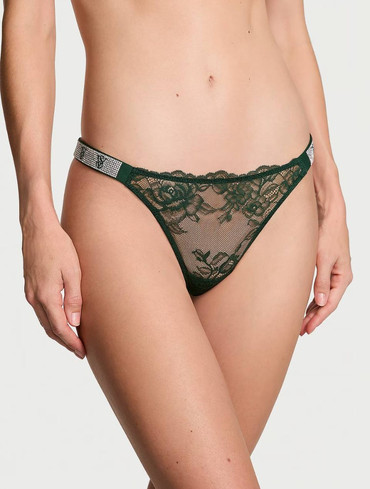 Трусики стрінги мереживні зі стразами Вікторія Сікрет Victoria's Secret Shine Strap Lace Thong Panty