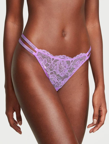 Трусики стрінги мереживні зі стразами  Вікторія Сікрет Victoria's Secret Shine Strap Lace Thong Panty