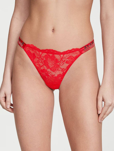 Трусики стрінги мереживні зі стразами Вікторія Сікрет Victoria's Secret Shine Strap Lace Thong Panty