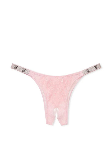 Мереживні бразильяни зі стразами Вікторія Сікрет Victoria's Secret Shine Strap Lace Crotchless Brazilian Panty