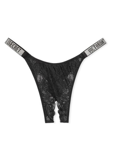 Мереживні бразильяни зі стразами Вікторія Сікрет Victoria's Secret Shine Strap Lace Crotchless Brazilian Panty