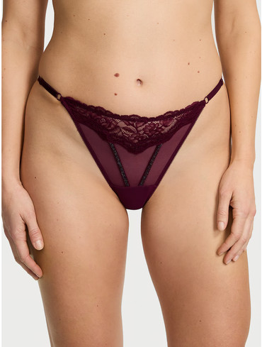 Трусики стрінги зі стразами Вікторія Сікрет Victoria's Secret Sheer Shine Rose Adjustable String Thong Panty