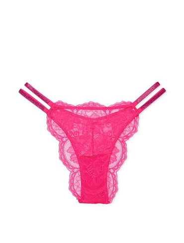 Трусики бразильяни мереживні зі стразами Вікторія Сікрет Victoria's Secret Double Shine Strap Lace Brazilian