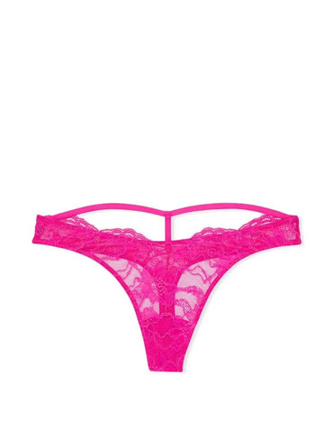 Трусики стрінги мереживні зі стразами Вікторія Сікрет Victoria's Secret Shine Strap Cutout Lace Thong
