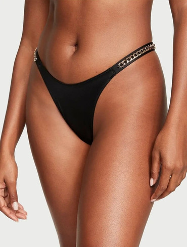 Трусики стрінги зі стразами Вікторія Сікрет Victoria's Secret Double Chain Strap Smooth Thong Panty