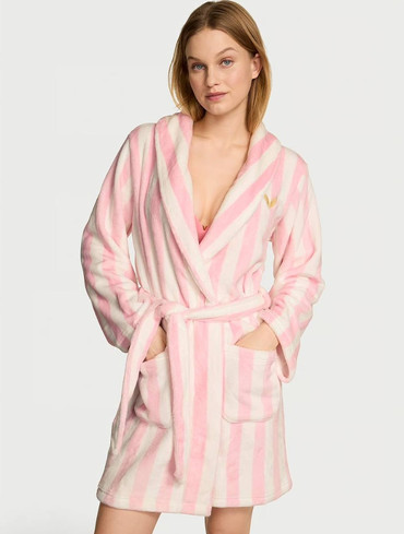 Халат плюшевий рожева смужка Вікторія Сікрет Victoria's Secret Cozy Plush Robe