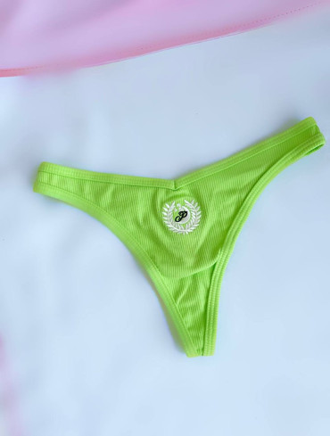 Бавовняні стрінги в рубчик Cotton High-Leg Thong Panty