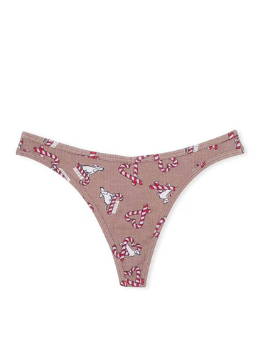 Бавовняні стрінги в рубчик Cotton High-Leg Thong Panty