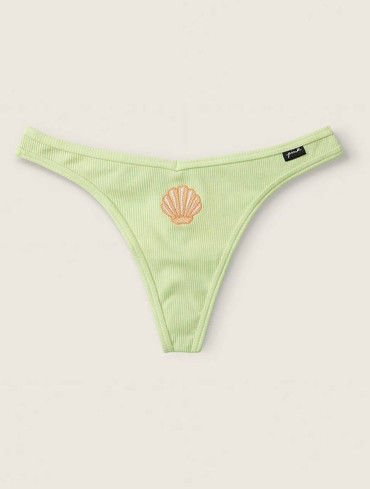 Бавовняні стрінги в рубчик Cotton High-Leg Thong Panty