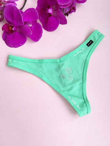 Бавовняні стрінги в рубчик Cotton High-Leg Thong Panty