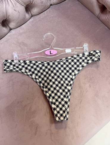 Бавовняні стрінги в рубчик Cotton High-Leg Thong Panty