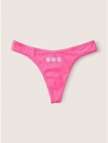 Бавовняні стрінги в рубчик Cotton High-Leg Thong Panty
