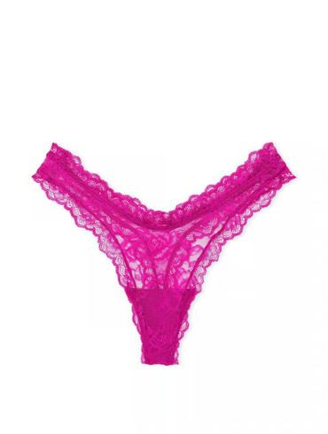 Трусики стрінги з мереживом Вікторія Сікрет Victoria's Secret Rose Lace High-Leg Thong Panty