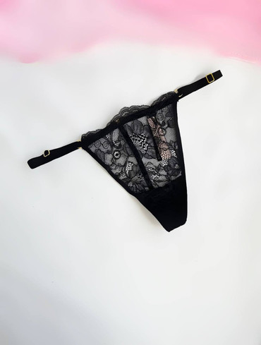 Трусики стрінги з мереживом Lace-Trim Adjustable V-String Panty