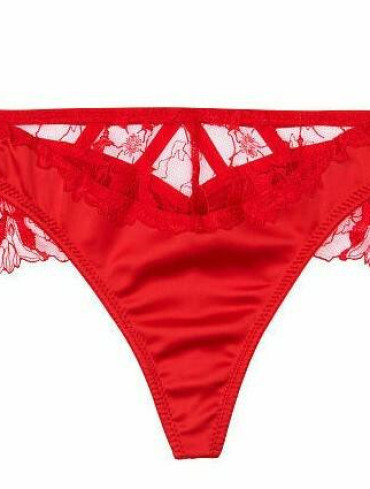 Трусики стрінги Satin Lace Trim Thong Panty