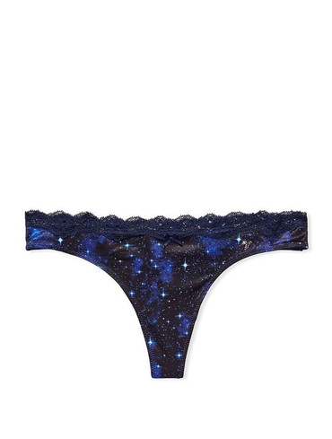 Сатинові трусики стрінги з мереживом Lace Trim Thong Panty