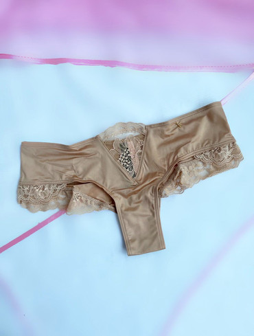 Сатинові трусики чікі Victoria's Secret Lace Trim Cheeky panty