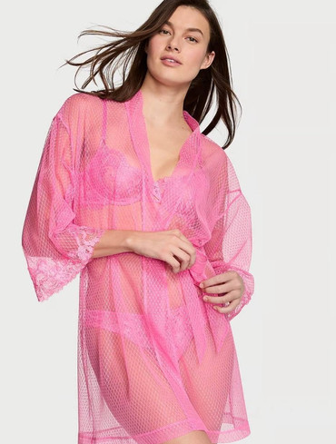 Халат Victoria's Secret Sheer Boho Floral Embroidery Short Robe