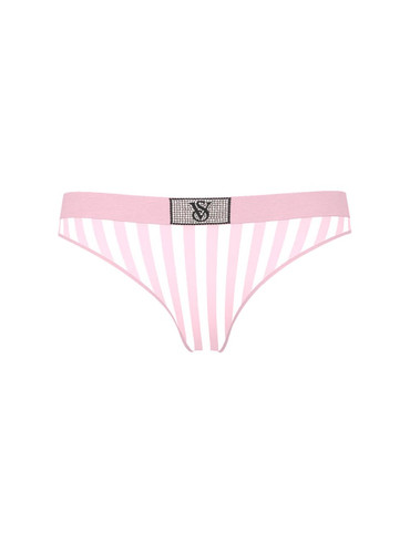 Бавовняні стрінги зі стразами Victoria's Secret Logo Cotton Shine Patch Thong Panty