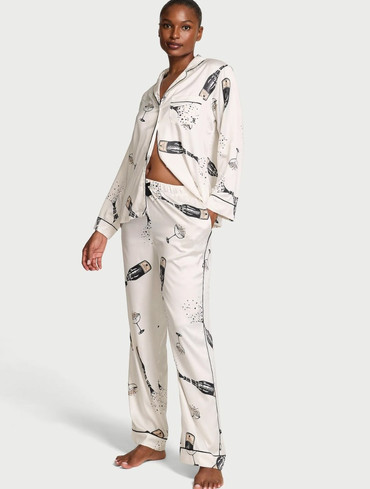 Сатинова піжама Вікторія Сікрет Victoria's Secret Signature Satin Long Pajama Set