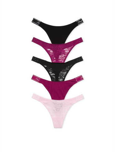 Набір трусиків стрінгів з логорезинкою Victoria’s Secret Logo High-Leg Thong Panty