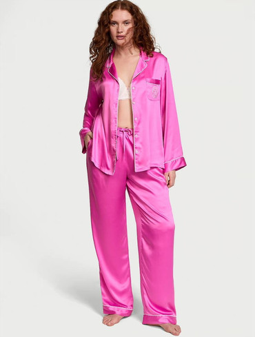 Сатинова піжама з штанами Вікторія Сікрет Victoria’s Secret Glazed Satin Long Pajama Set