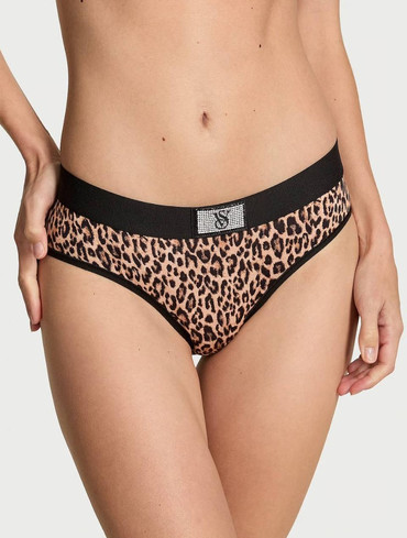 Трусики з логорезинкою зі стразами Вікторія Сікрет Victoria’s Secret Logo Cotton Shine Patch Hiphugger Panty