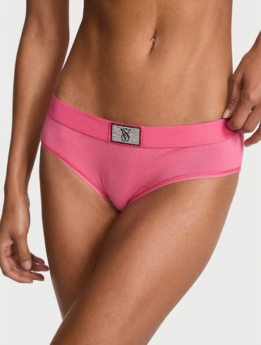 Трусики з логорезинкою зі стразами Вікторія Сікрет Victoria’s Secret Logo Cotton Shine Patch Hiphugger Panty