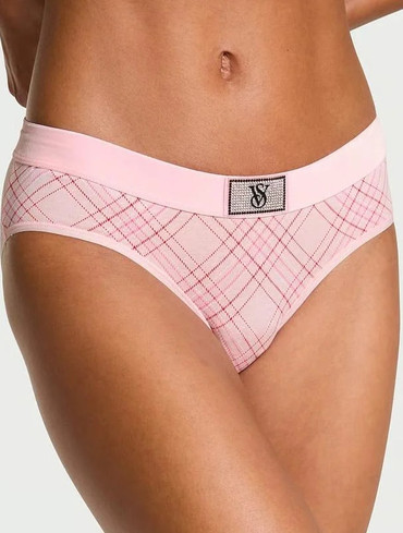 Трусики з логорезинкою зі стразами Вікторія Сікрет Victoria’s Secret Logo Cotton Shine Patch Hiphugger Panty